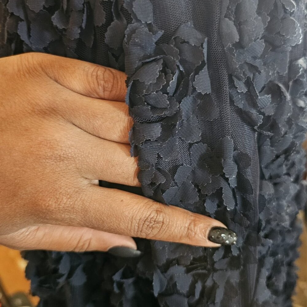 Adrianna Papell Floral Embroidered Illusion Gown - Picture 7 of 16